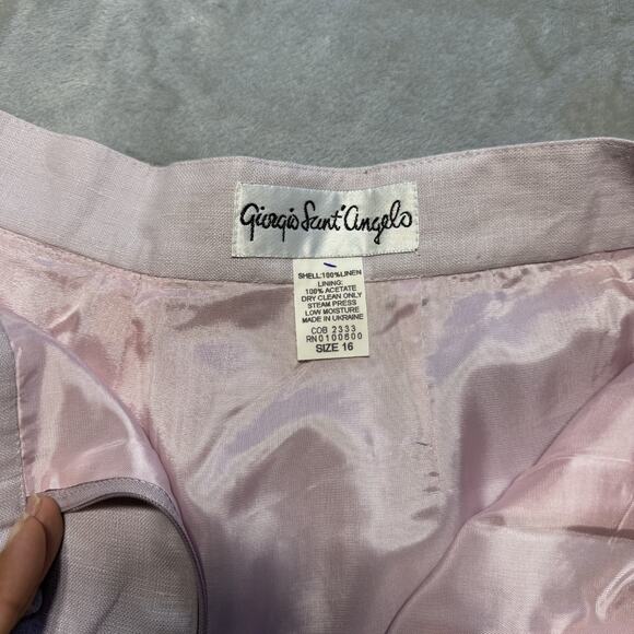 Giorgio Sant' Angelo Linen Blend Tan Wide Leg High-Waisted Dress Pants Size 16 - Picture 4 of 15